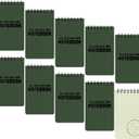 10 Pack Waterproof Notebook, All-Weather Pocket Sized Tactical Notepad, Top Spiral Memo Grid Paper Notepad for Outdoor Activities Recording(Army Green, 3"x5")