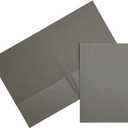 JAM PAPER Two Pocket Textured Linen Presentation Folders - Letter Size Business Folder - Gray - 6/Pack