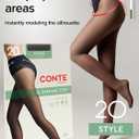 Conte French Cut Sheer Push Up Lace Control Top Slimming Pantyhose Tights Style 20 Den (Black, L)