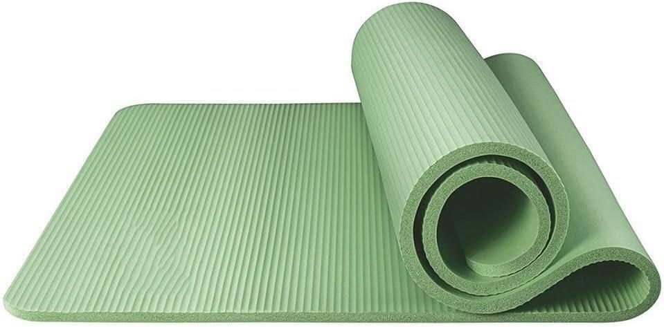 Yoga Mat NBR Pilates Exercise Mat Neutral Sit-ups Stretching Exercise Push-ups Longer Wider Thicker Home Gym Avocado Green Fitness Training Mat (185x80x1cm)