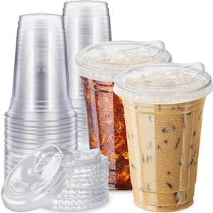 20 oz Clear Plastic Cups with Straw less Sip Lids,25 Sets Disposable Iced Coffee Cups with Lids, Disposable Clear Plastic Cup with Lid for Iced Coffee, Smoothie, Cold Drinks for Party