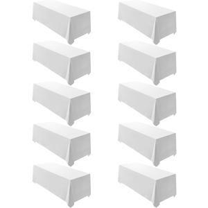 Surmente 10 Pack White Rectangle Tablecloth 90 x 156-inch Rectangular Polyester Table Cloth for Weddings, Banquets, or Restaurants