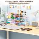 caktraie Makeup Organizer Storage With 16 Drawers, 4 Pcs Desktop Office Supplies, Desk Organizers, Clear Accessories, Dustproof Storage Drawer and for Make Up, Jewelry, Pen, Stationary