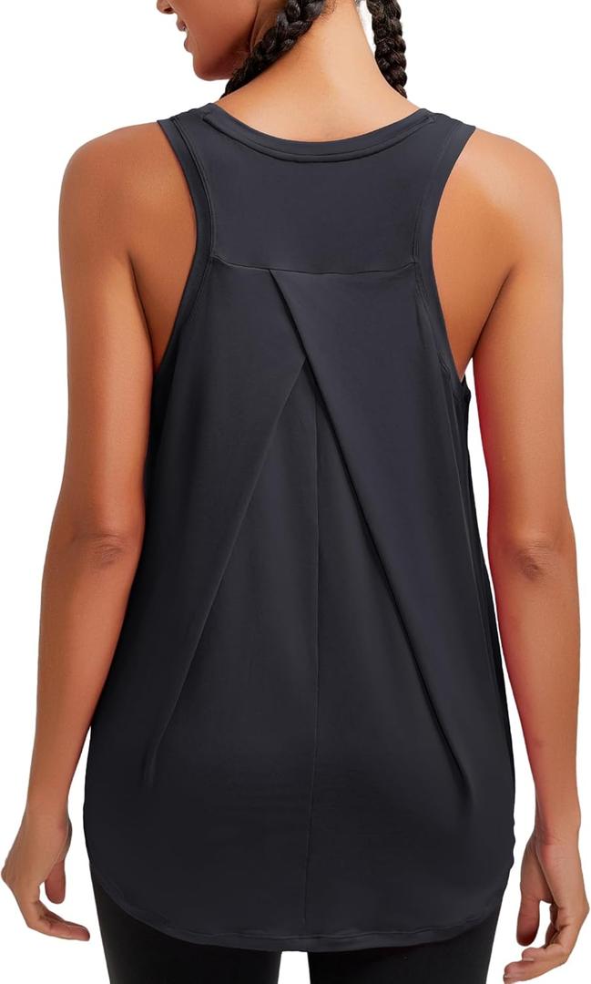 RUNNING GIRL Womens Workout Tops for Women Racerback Tank Tops Yoga Shirts Athletic Running Tank Tops Sleeveless Gym Clothes (Black, M)