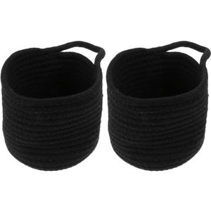 MILISTEN Laundry Basket Woven Storage Basket 2pcs Cotton Rope Storage Basket, Wall- Hanging Storage Bags, Woven Storage Baskets for Organizing Space- saving, 9 X 7In Gray Baskets Blanket Ladder