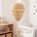Baquler 1pcs Large Natural Rattan Hot Air Balloon Hanging Decor for Nursery, 21.65''H