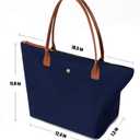 GM LIKKIE Women's Foldable Nylon Tote Bag, Lightweight Shoulder Purse with Top Handle, Spacious Hobo Bag for Work and Travel, Navy Blue
