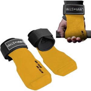 LARA STAR Weight Lifting Wrist Straps for Maximum Grip Support,Lifting Strap for Weightlifting, Gym Grips Hook for Deadlifts, Powerlifting, Heavy Shrug Women/Men (Yellow)