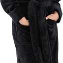 Turquaz Oversize Premium Luxury Ultra Soft Warm Robes for Women Plush Fleece Bathrobe for Women with and Spacious Pockets (Black, S)