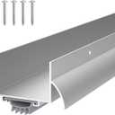1-3/4" x 36" U Shaped Aluminum Door Sweep with Drip Cap, Screw-On Metal Weather Stripping for Exterior Doors (Silver)