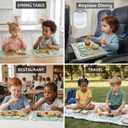 Domensi Large Silicone Suction Placemat with Teething Edge Bumper/Spill for Baby Toddlers Kids with Storage Bag, Non-Slip Dinning Table Mat, Dishwasher Safe for Table(Green,1 Pack)
