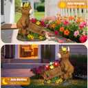 TEDOF Solar Highland Cow Statue with Flower Decor, Funny Outdoor Garden Ornament for Yard Patio Lawn, Birthday Gift for Women Mom