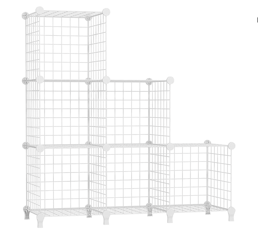 AWTATOS Wire Cube Storage Organizer, Closet Organizers and Storage, Metal 6 Cube Storage Shelves Bookshelf, Portable Closet Clothes Organizer for Bedroom, Home, Office, White