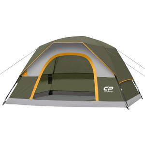 CAMPROS CP Tents for Camping 2/4/6 Person Tent Waterproof Windproof Double Layer Camping Tent, Easy Setup Dome Tent with Large Mesh Windows & Wider Door for Outdoor Camping & Hiking (Olive)