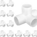 12 Pack 1 Inch 4Way PVC Fitting, Furniture Grade Pipe Elbow Connector for DIY Garden PVC Shelf Structure Tent Greenhouse Pipe Fittings