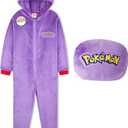 Pokemon One-Piece Pajamas for Boys, Teens, Fleece Jumpsuit, Pikachu Loungewear PJs, Gifts for Boys 7-8Y