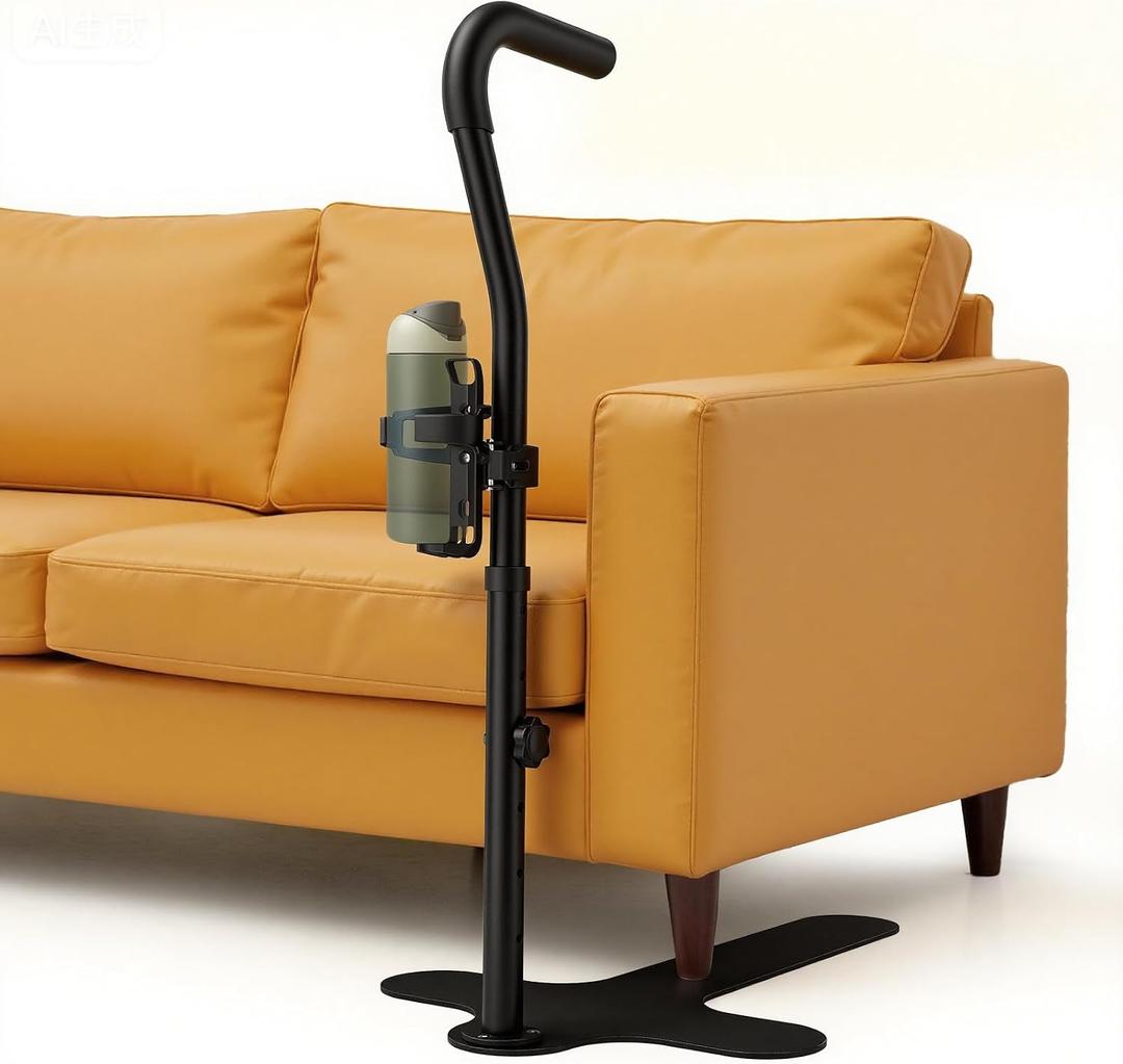Couch Stand Assist with Cup Holder, Adjustable Height Chair Assist for Elderly Chair Lift Stand Assist with Non-Slip Handle for Elderly, Seniors, Pregnancy Women and Disabled, Loading 498LBs