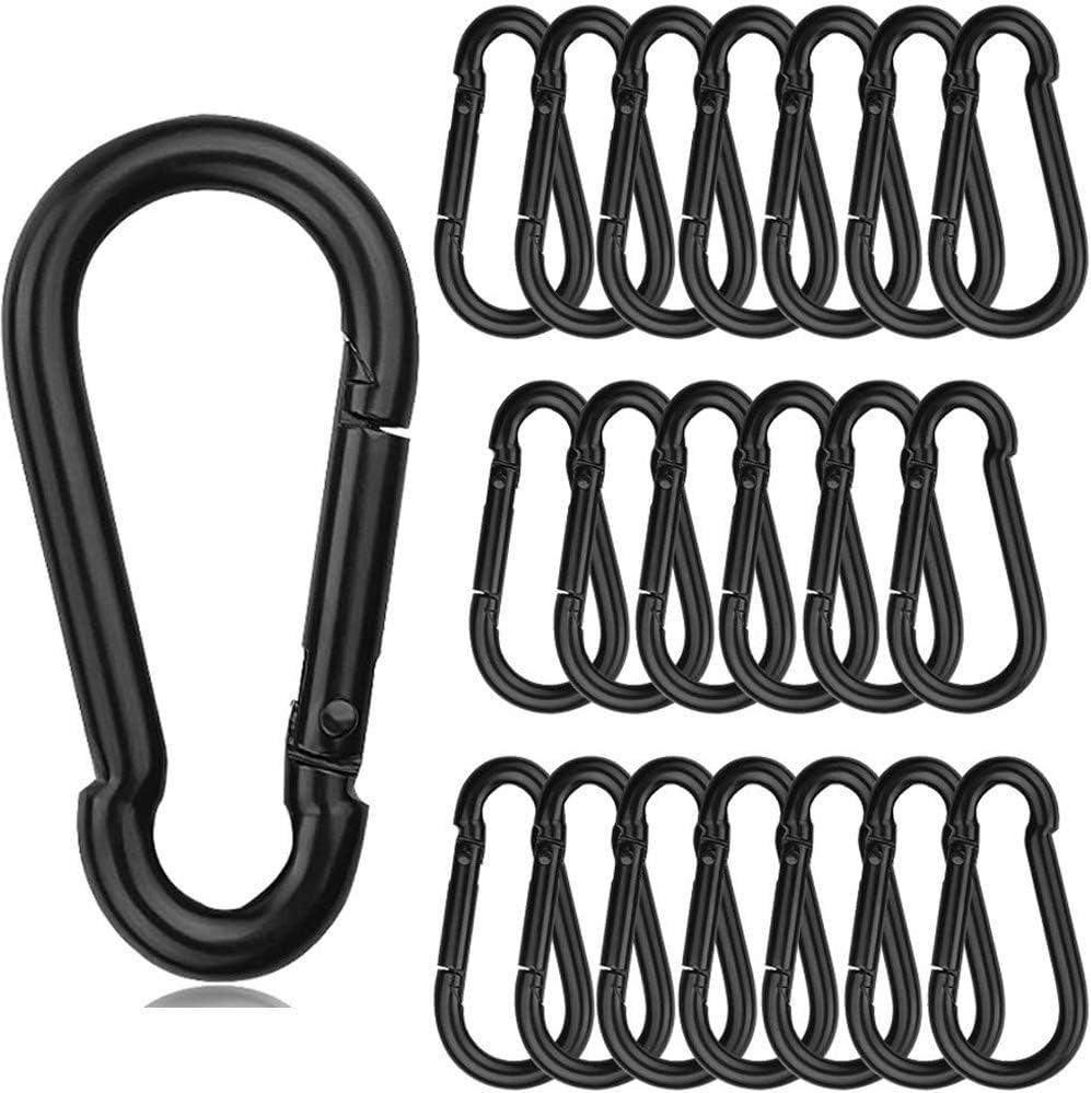 Acrux7 20 Pack 3.15 Inch Carabiner Clip Spring Snap Hook - Heavy Duty Quick Link Clip for Camping Hiking Traveling Outdoor Swing Gym