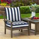 Arden Outdoor Deep Seat Cushion Set, 24 in x 24 in, Weather-Proof, Rain-Proof, Fade Resistant Patio Cushion for Chair, Sofa, and Couch Sapphire Blue Cabana Stripe, 1 Pack