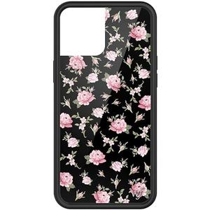 Wildflower Cases - Black & Pink Floral Case, Compatible with Apple iPhone 12 Pro Max | Vintage, Black, Pink, Trendy, Cute - Protective Black Bumper, 4ft Drop Test Certified, Women Owned Small Business