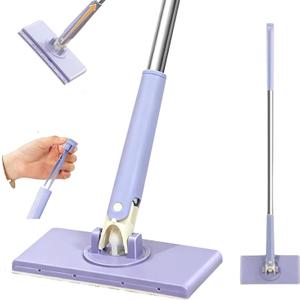 Snap Grip Mini Mop,Cloth Changing Mini Mop,27inch Long Handle Mopping Stick,360Â° Swivel Head,Dry and Wet Use,Ideal for Tight Corners,Tile,and Hardwood(Purple,6 Cloth)