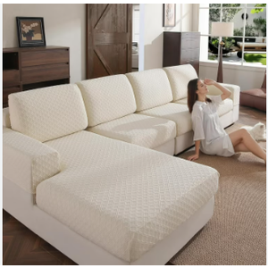 Couch Cover, Stretch Sofa Cover, Soft Seat Cushion Covers Washable, Sectional L Shape Sofa Slipcover, Wear Stain Resistant Pet Friendly Furniture Protector for Home(1 Back Cover, Ivory)