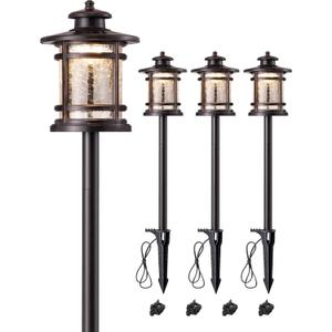 EDISHINE Low Voltage Landscape Lighting, 3.4W 155LM 12V 3000K Wired Pathway Lights, Outdoor Waterproof Electric Landscape Path Lights, 50,000H LED for Yard, Garden, Driveway, 4 Pack