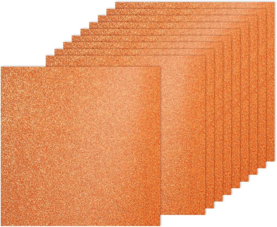 PATIKIL 20Sheets Orange Glitter Cardstock, 12x12In Glitter Paper Card Stock Shiny Scrapbook 250gsm Sparkly Paper Large Shimmer for Crafts Scrapbook DIY Art Wedding Party