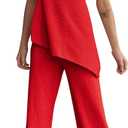 2 Piece Sets for Women Tube Tops and Pants Lounge Sweater Sets Summer Beach Travel Vacation Outfits (Medium, Red)