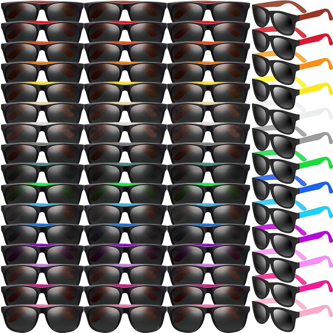 60 Pack Neon Sunglasses - 10 Colors, 80's Style Novelty Sunglasses for Classroom Prize, Goody Bag Filler, Birthday Party, Kids to Adults