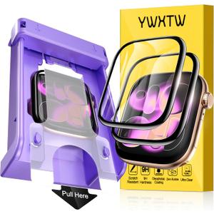 YWXTW TOP 9H+ Tempered Glass Screen Protector for Apple Watch Series 11/10 42mm, [3S Installation] Bubble-Free, Anti-Scratch, HD Clear Film for iWatch 11/10 42mm (Black Edge)