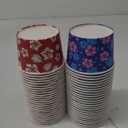 50 Pcs 8 oz Hawaii Paper Snack Bowls Cartoon Disposable Ice Cream Cups Red Blue Tropical Luau Palm Leaf Hibiscus Party Supplies for Hot or Cold Food Yogurt Sundae Dessert Soup for Birthday Theme Party