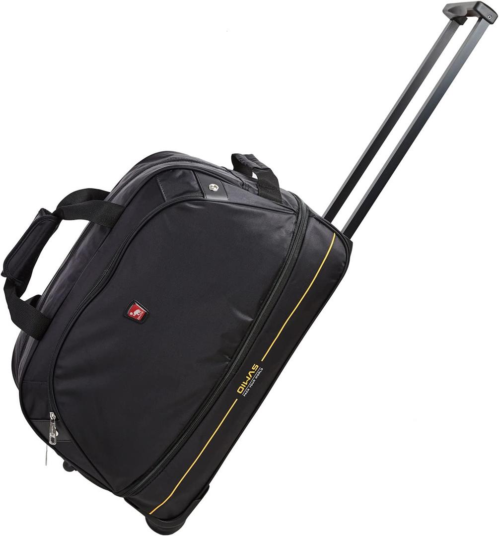 OIWAS Small Rolling Duffle Bag with Wheels Travel 22 inch Carry On Luggage Tote Unisex-Adult Short Term Trips Expandable 50L to 60L (Black)