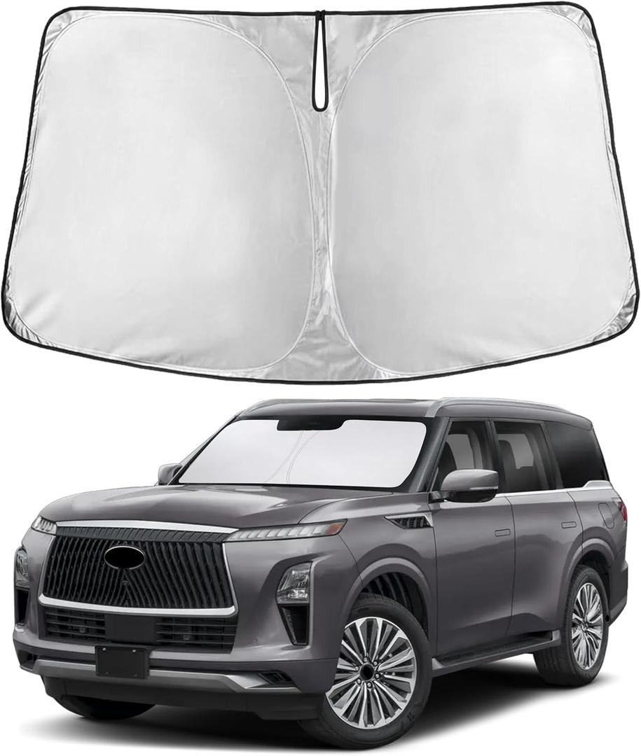 EcoNour Windshield Sunshade Compatible for Infiniti QX80 2014-2022 2023 2024, Sun Visor for Front Windshield & Window Sun Shade Cover, UV Heat Blocker & Protector, Car Accessories
