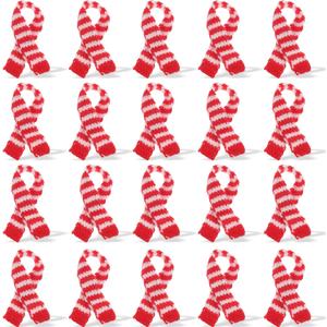 Healifty 20pcs Christmas Mini Scarfs: 7.860.19Inch Tiny Snowman Scarves for DIY Crafts - Xmas Wine Bottle Hanging Ornaments Decor in White & Red