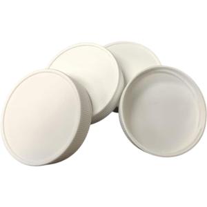 Kitchentoolz 48-400 Airtight White Plastic Lids for Bottles & Jars -Compatible with kitchentoolz Square Glass Milk Bottles 16oz - Pack of 4