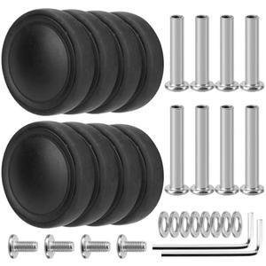 Ech.Apr Luggage Wheels Replacement OD 60mm, 8pcs Rubber Double-Row Mute Suitcase Caster Parts, Wear Resistant Repair for Travel, EA37