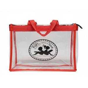 Medium clear bag, red straps, black logo, 5 pack