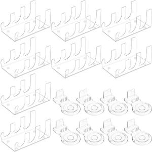 RattanView 16 pack Acrylic China Dinnerware Display Stand 8 Pcs 3 Tiers Clear Plate Dish Platters Setting Holder and 8 Pcs Tea Cup Saucer Stand for Kitchenware Tableware Display Organizer