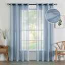MIULEE 2 Panels Dusty Blue Semi Sheer Window Curtains - Elegant Grommet Top Voile Drapes/Treatment - Linen Textured for Bedroom Living Room (54X72 Inches)