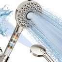 Magichome Filtered Shower Head with Handheld, High Pressure 10-Spd Detachable Chrome Showerhead with Stainless Hose, Water Softener Filter Beads for Hard Water - Remove Chlorine, Brushed Nickel-Silver