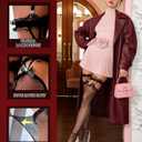 RSLOVE Women Fishnet Stockings Sexy Thigh High Pantyhose Women Tight Hosiery (Black, L)