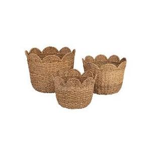 Storage Baskets, Round Woven Set of 4, Natural Brown, Multi-Use for Kitchen and Bathroom  43x13, 50x14, 57x15, 64x18