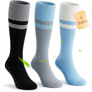 Bamboo Viscose Compression Socks - Knee-High Support for Nurses, Pregnancy, Travel (Regular/Non-slip) (Black, XL)