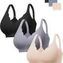habibee Bras for Women Wireless Seamless Jelly Bras Full Coverage Push Up Bralettes Comfortable Scalloped T Shirt Bra (Black, S)