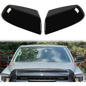 HECASA Mirror Covers Caps Kit Compatible with 2007-2022 Toyota Tundra Crewmax Sequoia Glossy Black