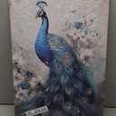 CXHOSTENT Elegance Canvas Wall Art - Blue Peacock and White Floral Picture (16L x 24W)