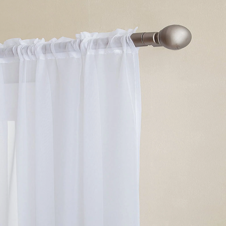 2Pcs Super Soft Great Hand White Tulle Curtains Veil Chiffon, 30x40 