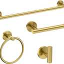 USHOWER Brushed Gold Bathroom Accessories Set, 24-Inch Towel Bar Set Wall Mounted, Durable SUS304 Stainless Steel Bathroom Hardware Set, 4-Piece
