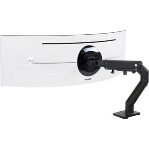Ergotron  HX HD Premium Heavy Duty Gaming Monitor Arm, Single Monitor Desk Mount  for 1000R Curved Ultrawide Monitors Up to 49 Inches, 28 to 42 lbs, VESA 75x75mm or 100x100mm  HD Pivot, Matte Black